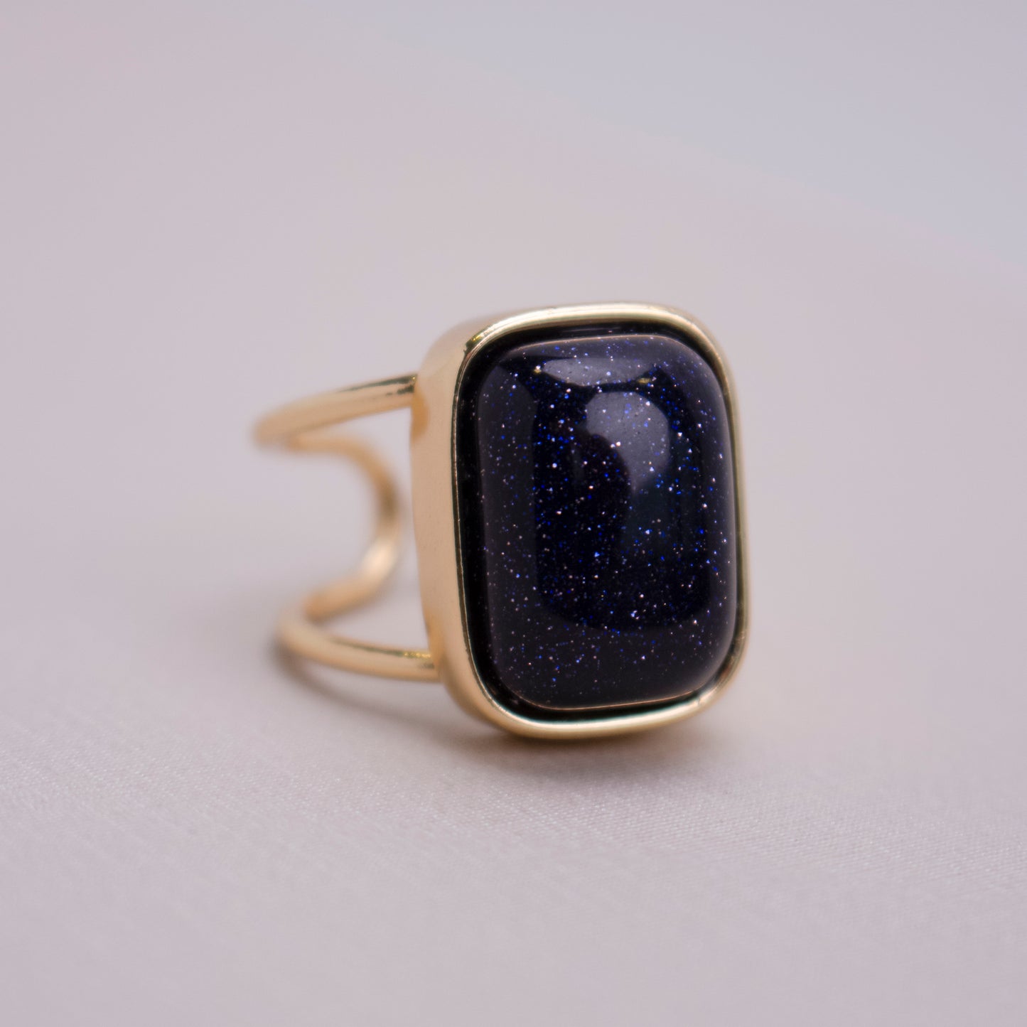 Bague Plaqué Or avec Gemme Rectangulaire