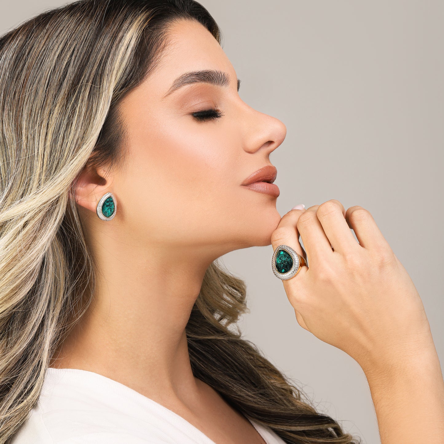 Boucle d'Oreille Plaqué Or Et Rhodium Blanc