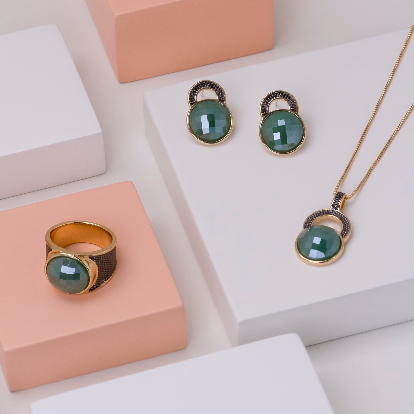 Ensemble Plaqué Or Et Rhodium Noir