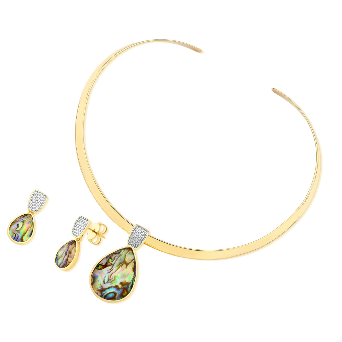 Ensemble doré avec rhodium blanc et design flottant