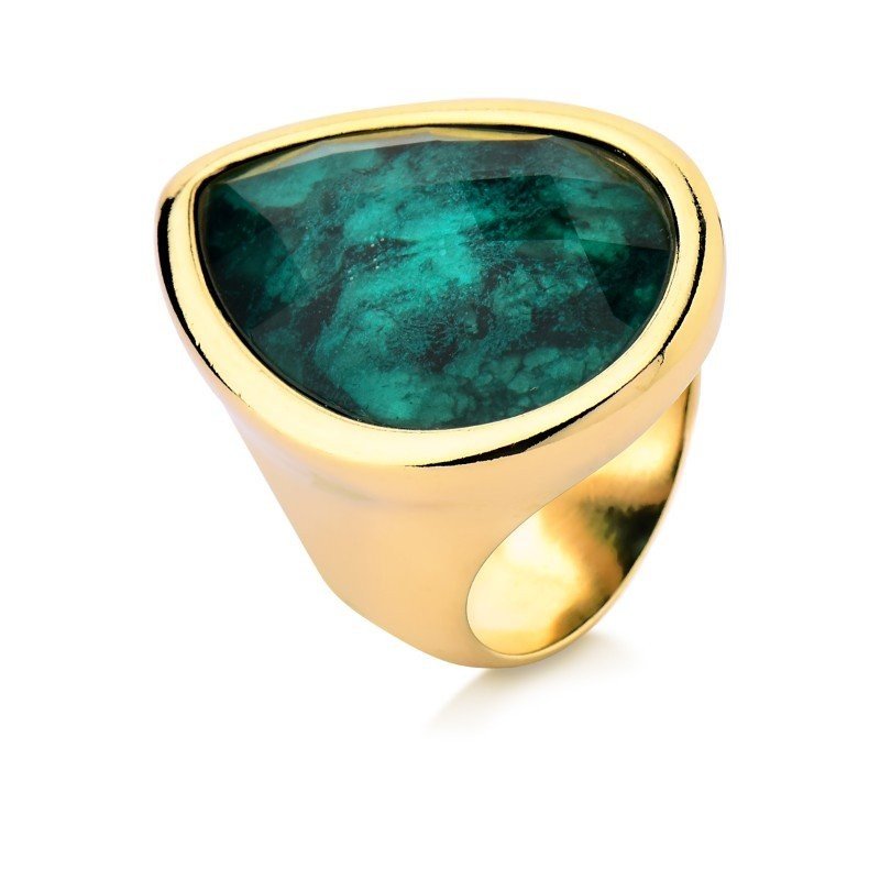 Bague dorée avec pierre de design organique