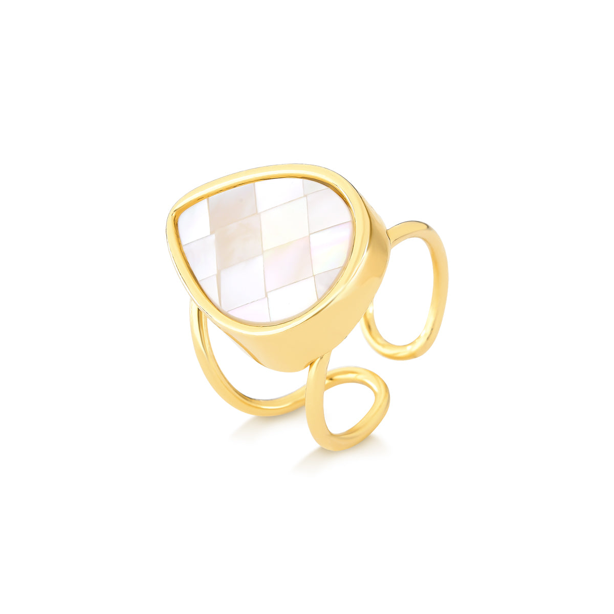 Bague Dorée avec Nacre Facettée