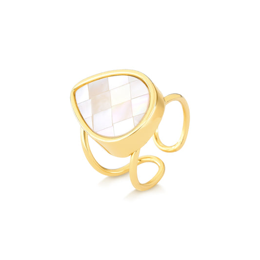 Bague Dorée avec Nacre Facettée