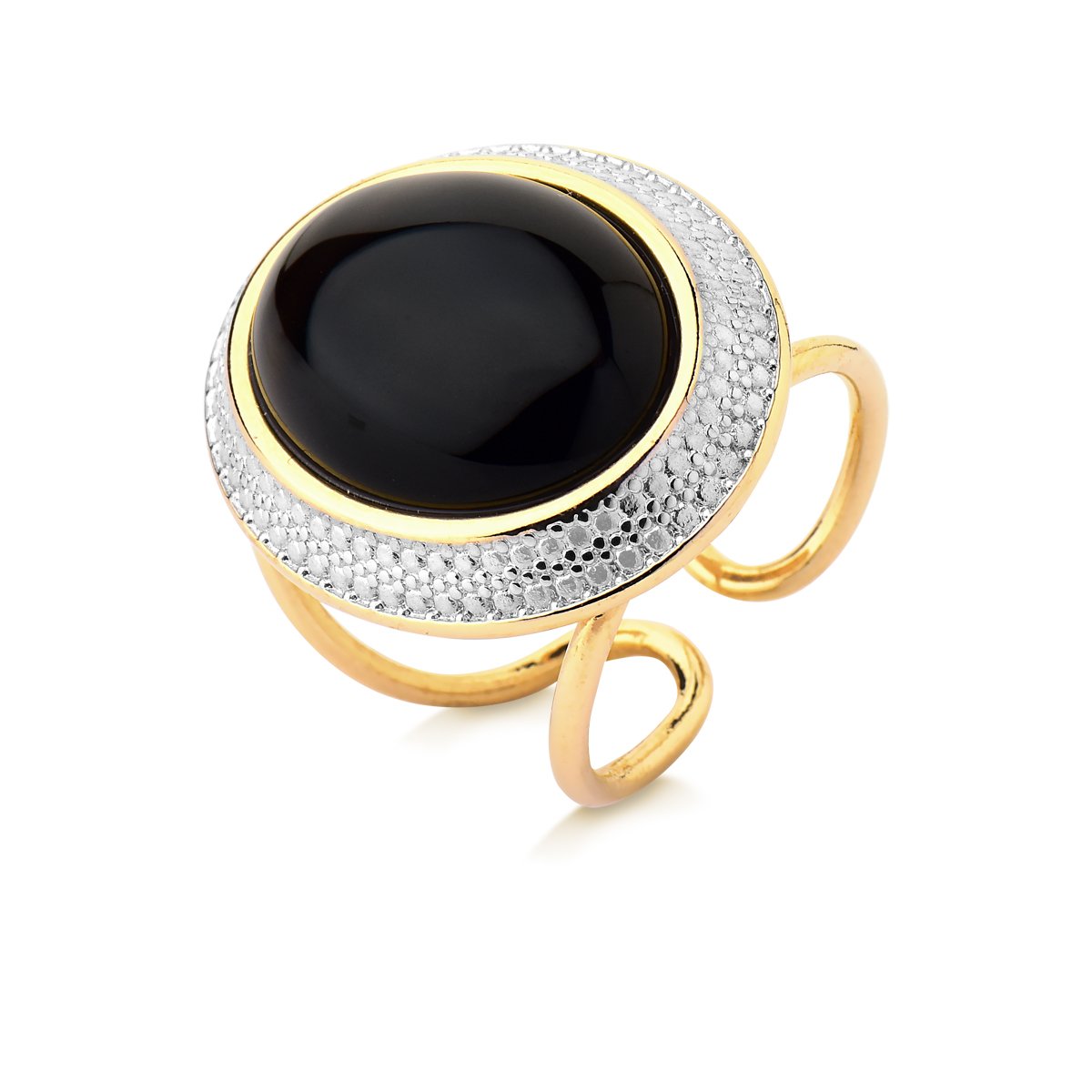 Bague Plaqué or Et Rhodium Blanc Sertie