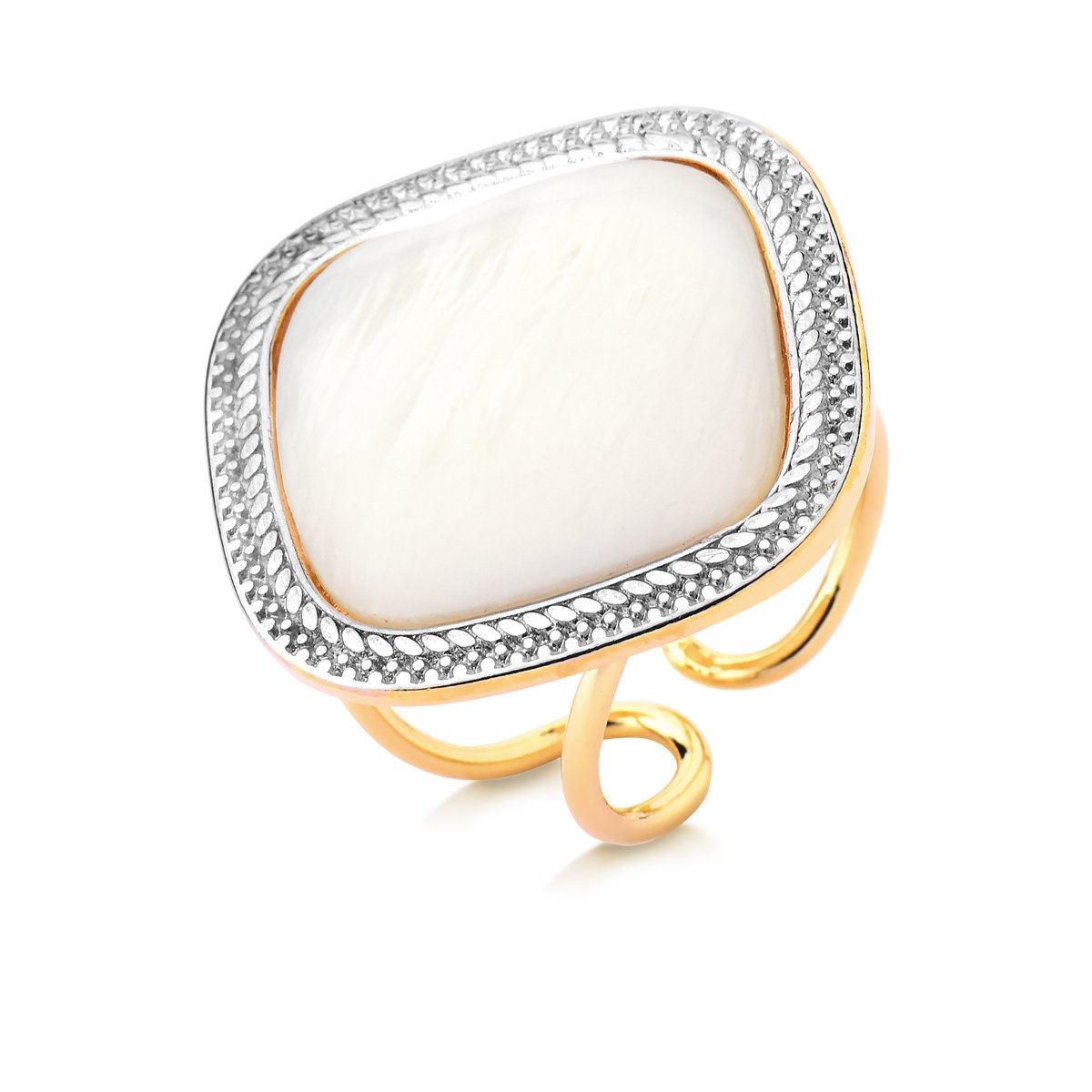 Bague Plaquéque or et rhodium blanc