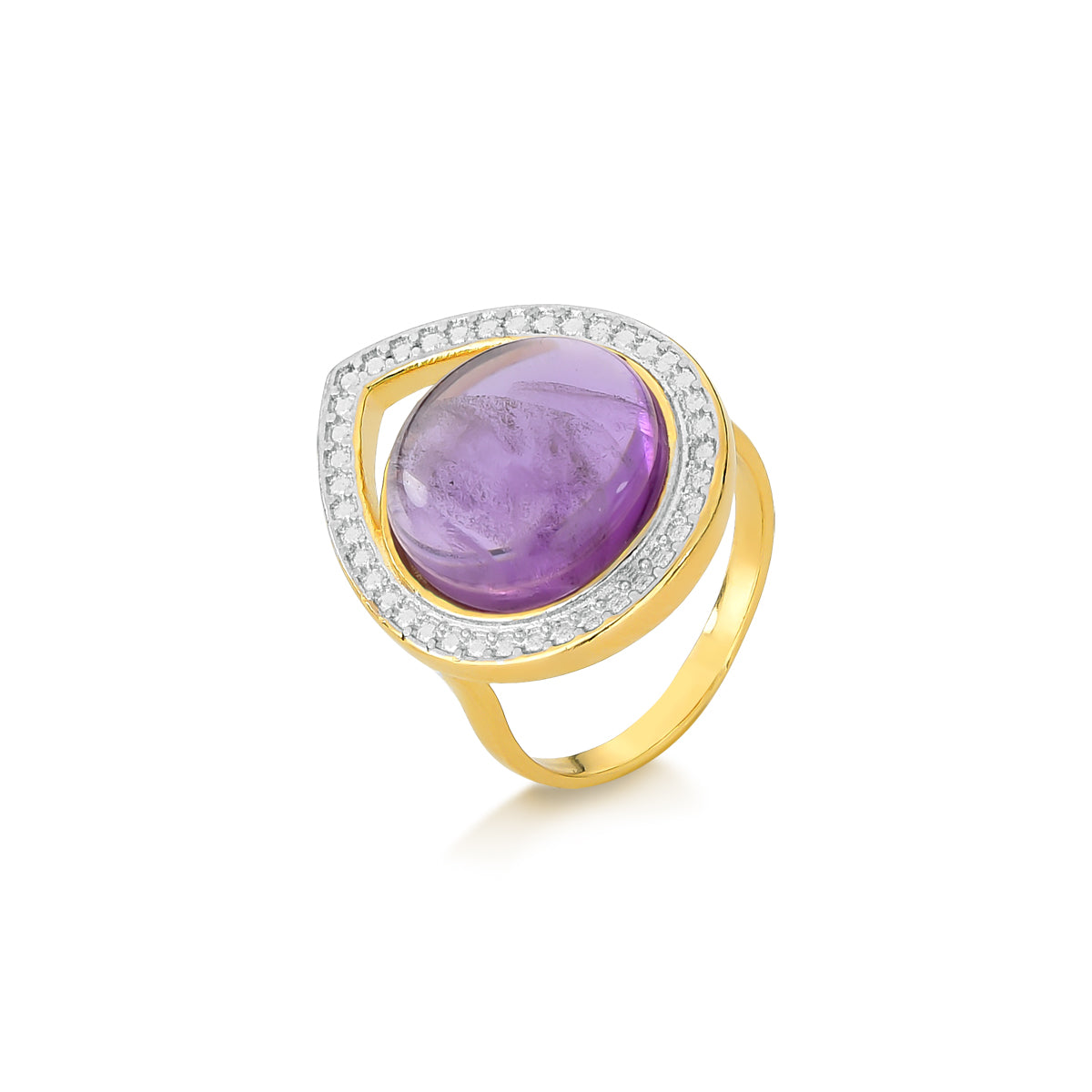 Bague Plaqué or Et Rhodium Blanc