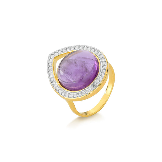 Bague Plaqué or Et Rhodium Blanc