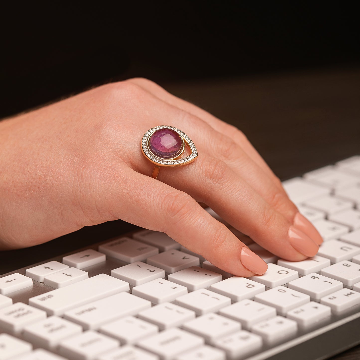 Bague Plaqué or Et Rhodium Blanc