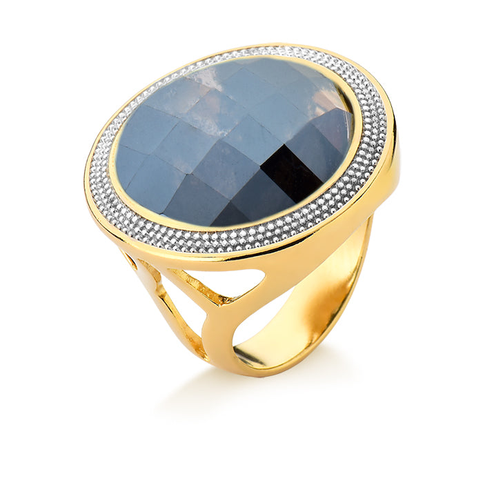 Bague Plaqué Or Et Rhodium Blanc