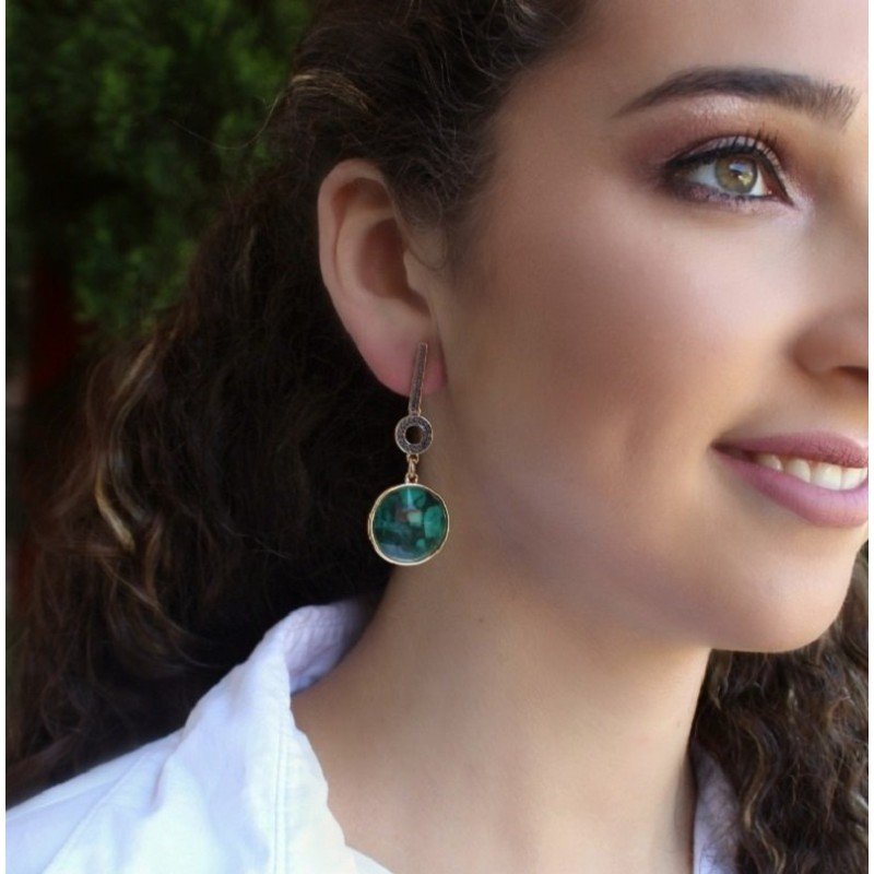 Boucle d'Oreille Plaqué Or Et Rhodium Noir