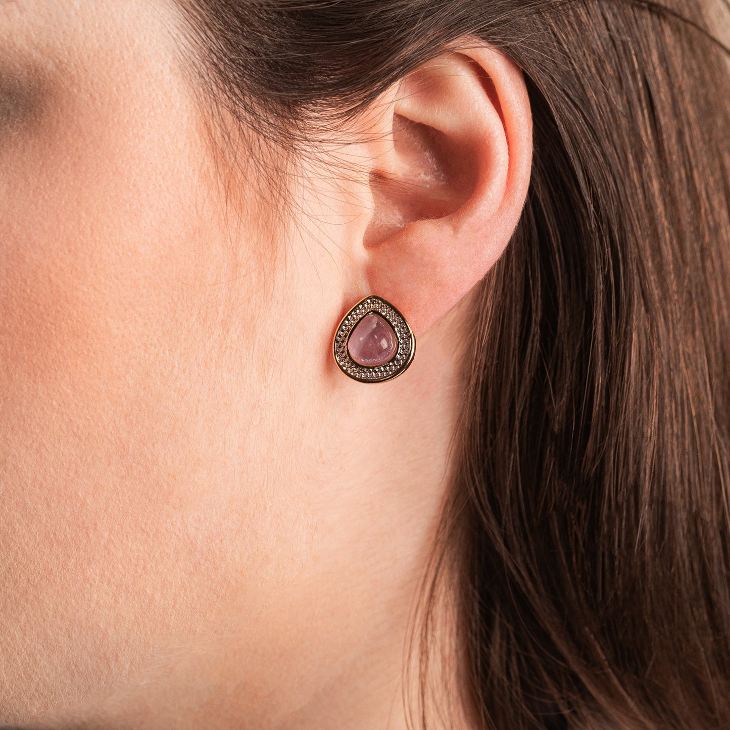 Boucles d'oreilles Goutte Plaqué Or et Rhodium Blanc