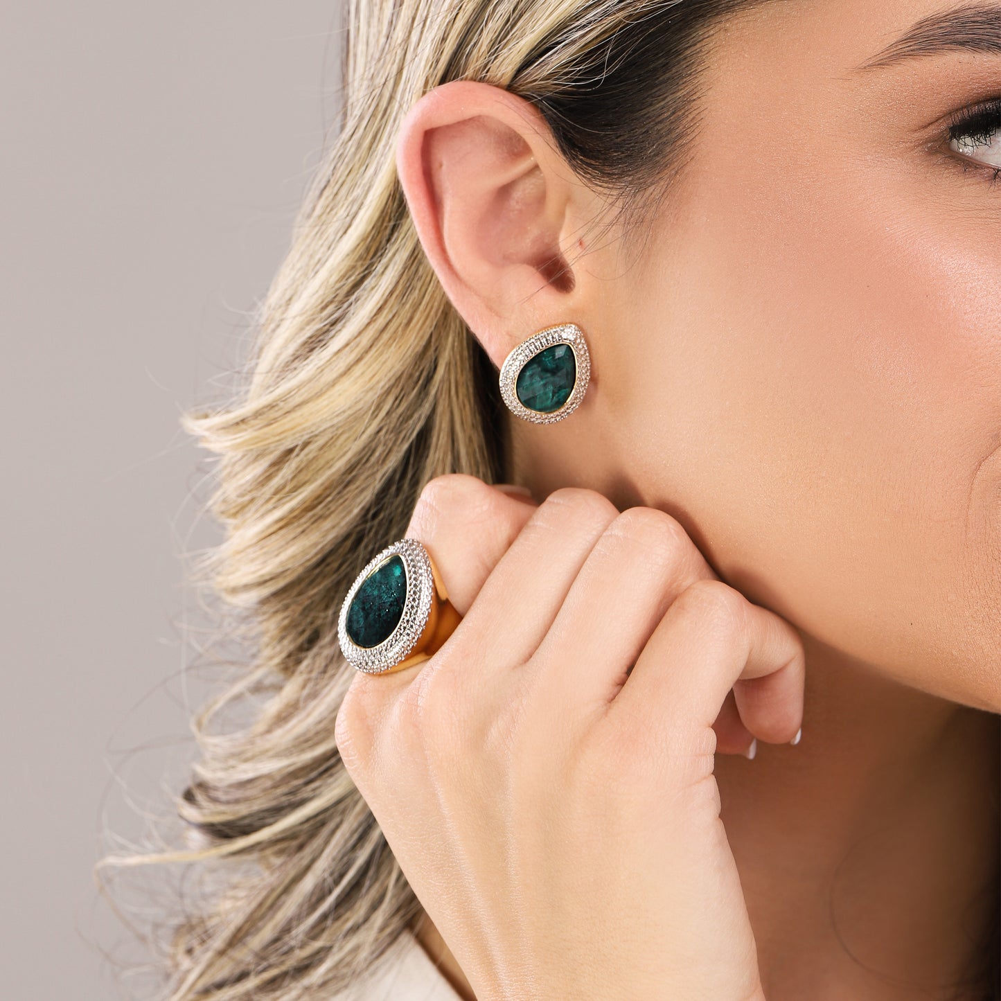 Boucle d'Oreille Plaqué Or Et Rhodium Blanc