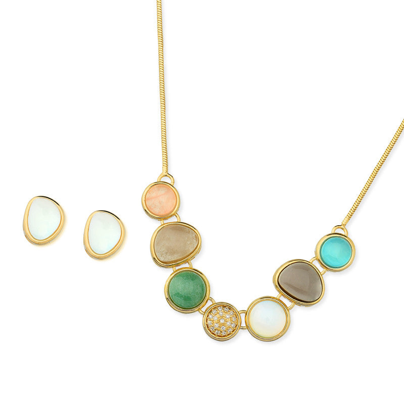 Ensemble Plaqué Or avec Pierres Colorées
