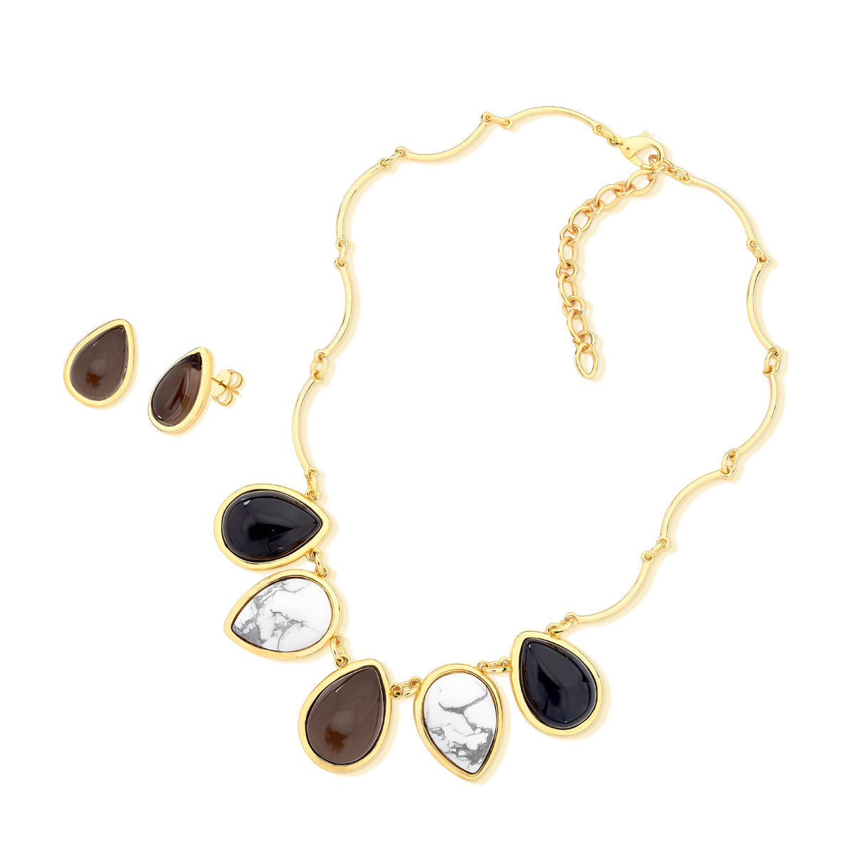 Ensemble Collier et Boucles d'oreilles avec Pierres Goutte