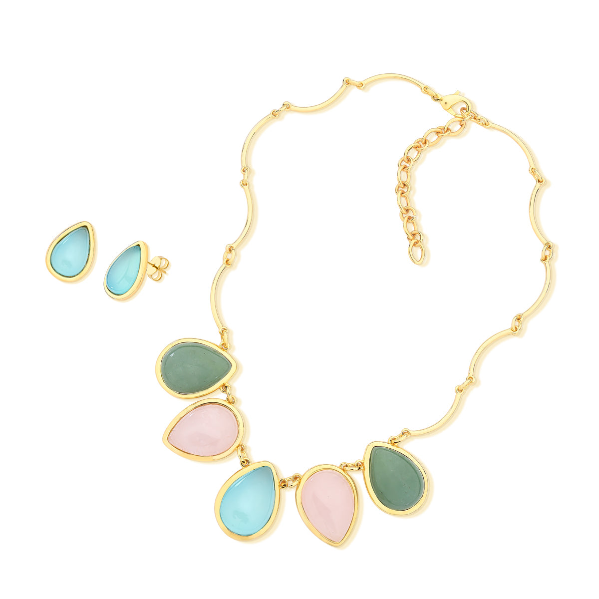 Ensemble Collier et Boucles d'oreilles avec Pierres Goutte