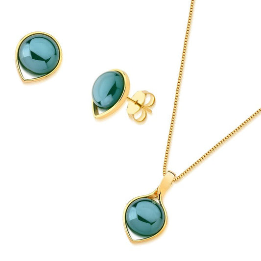 Parure plaquée or avec effet nacré