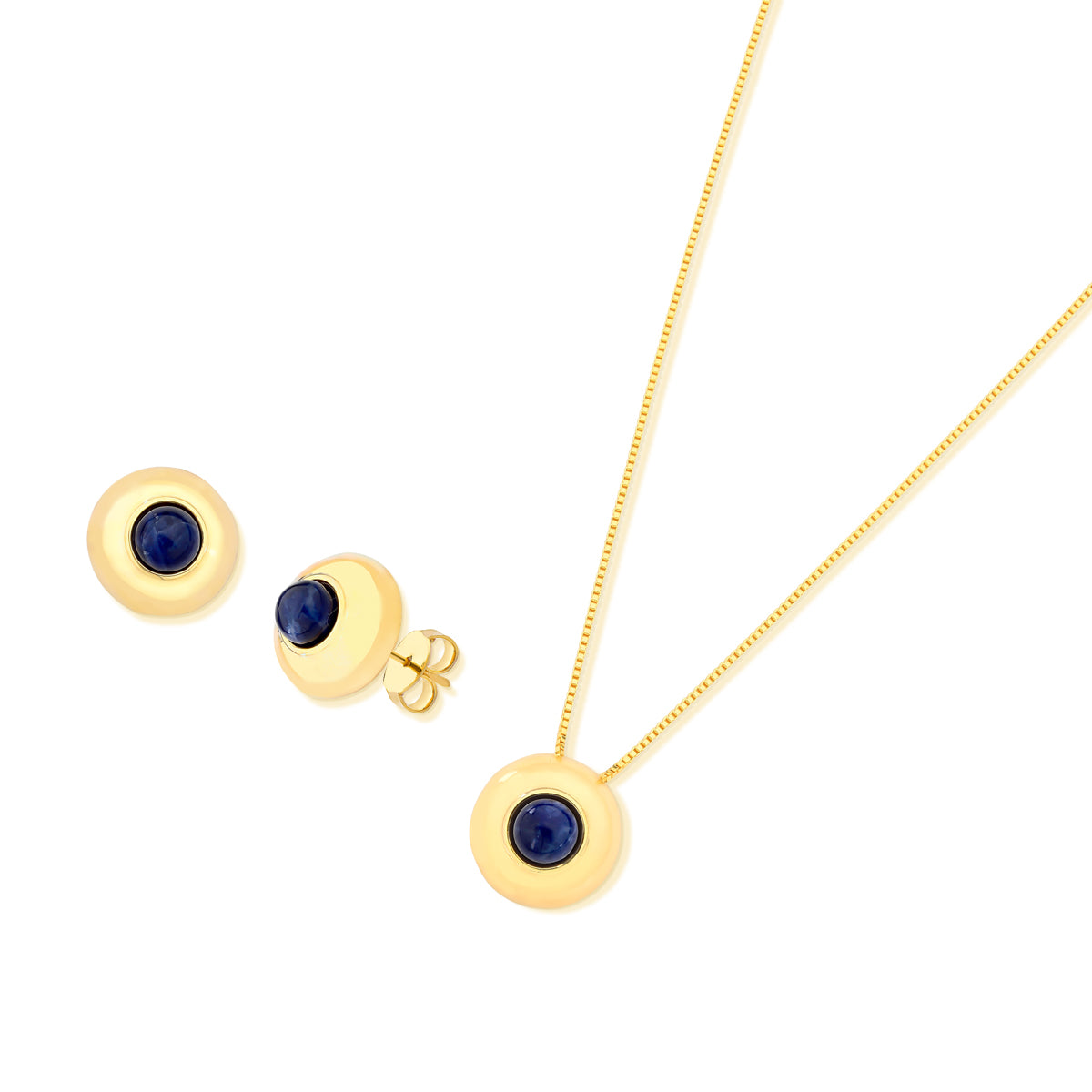 Ensemble Plaqué Or avec Pierres Circulaires