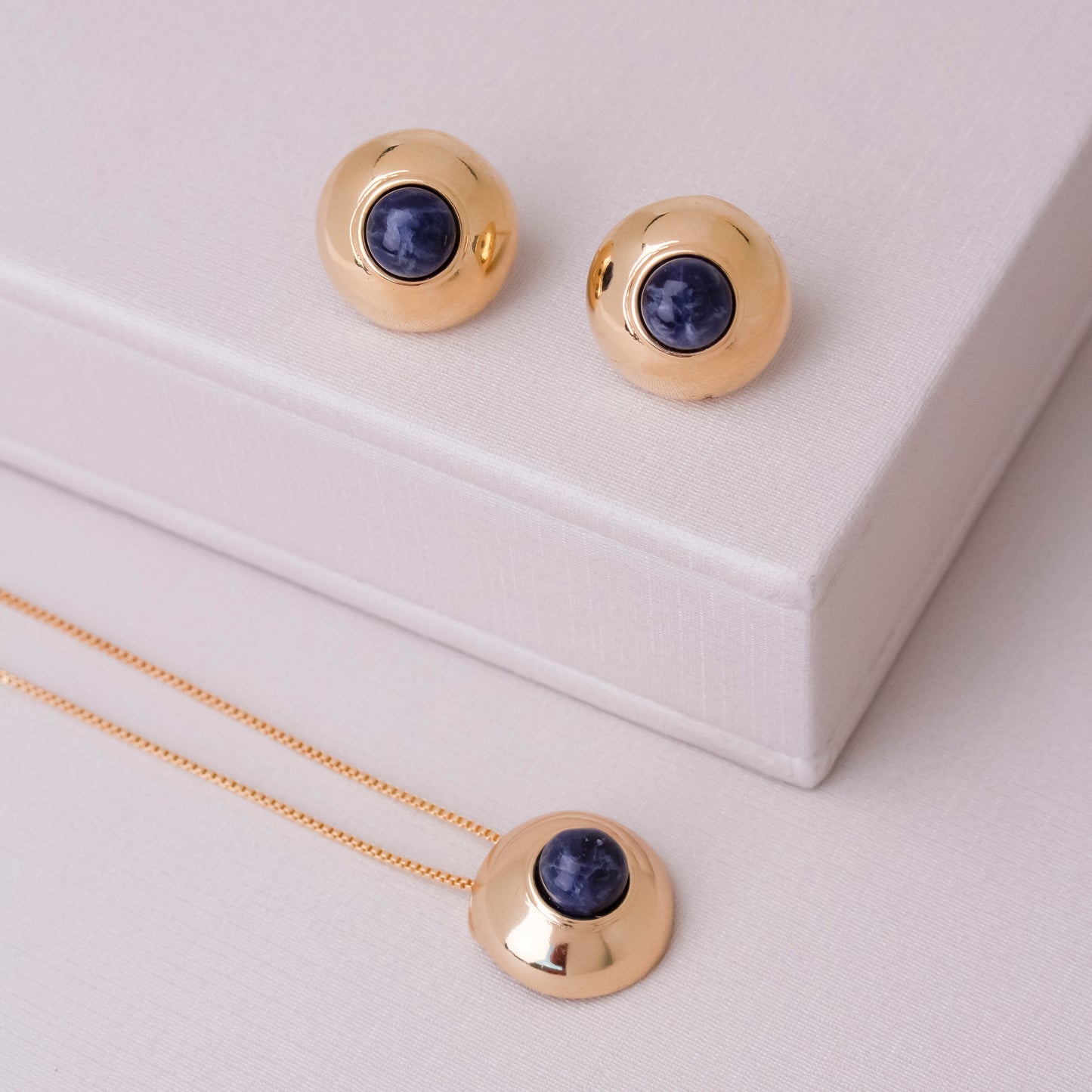 Ensemble Plaqué Or avec Pierres Circulaires