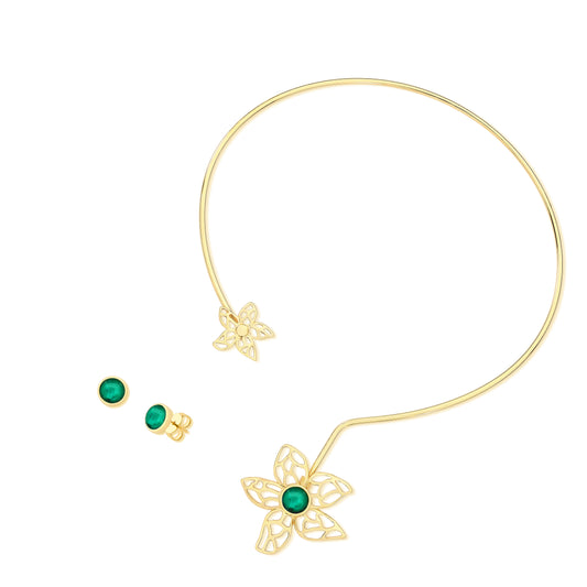 Ensemble plaqué or avec motif floral ajouré