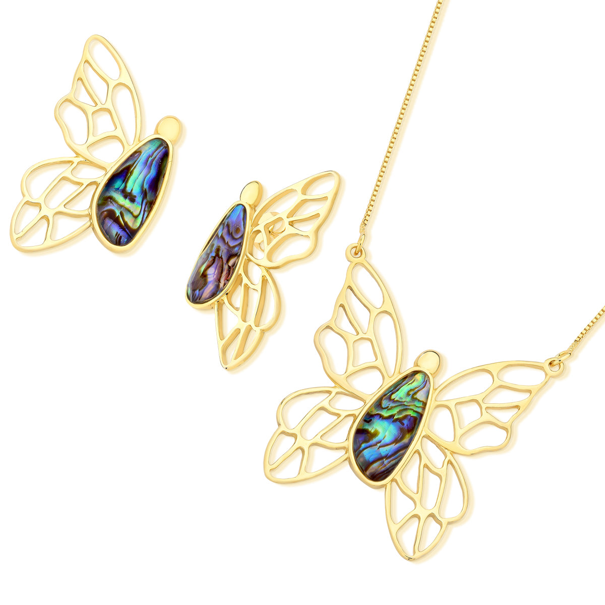 Ensemble Doré avec Papillon de Nacre