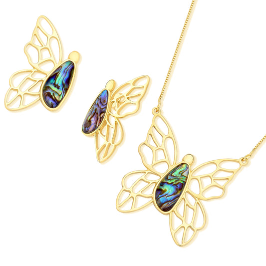 Ensemble Doré avec Papillon de Nacre