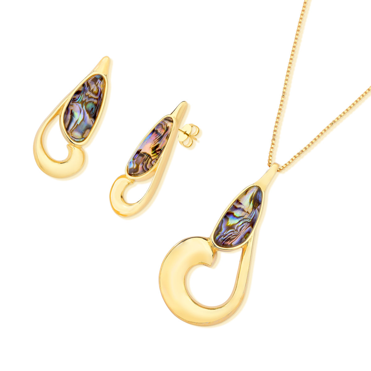 Ensemble doré avec nacre et design organique