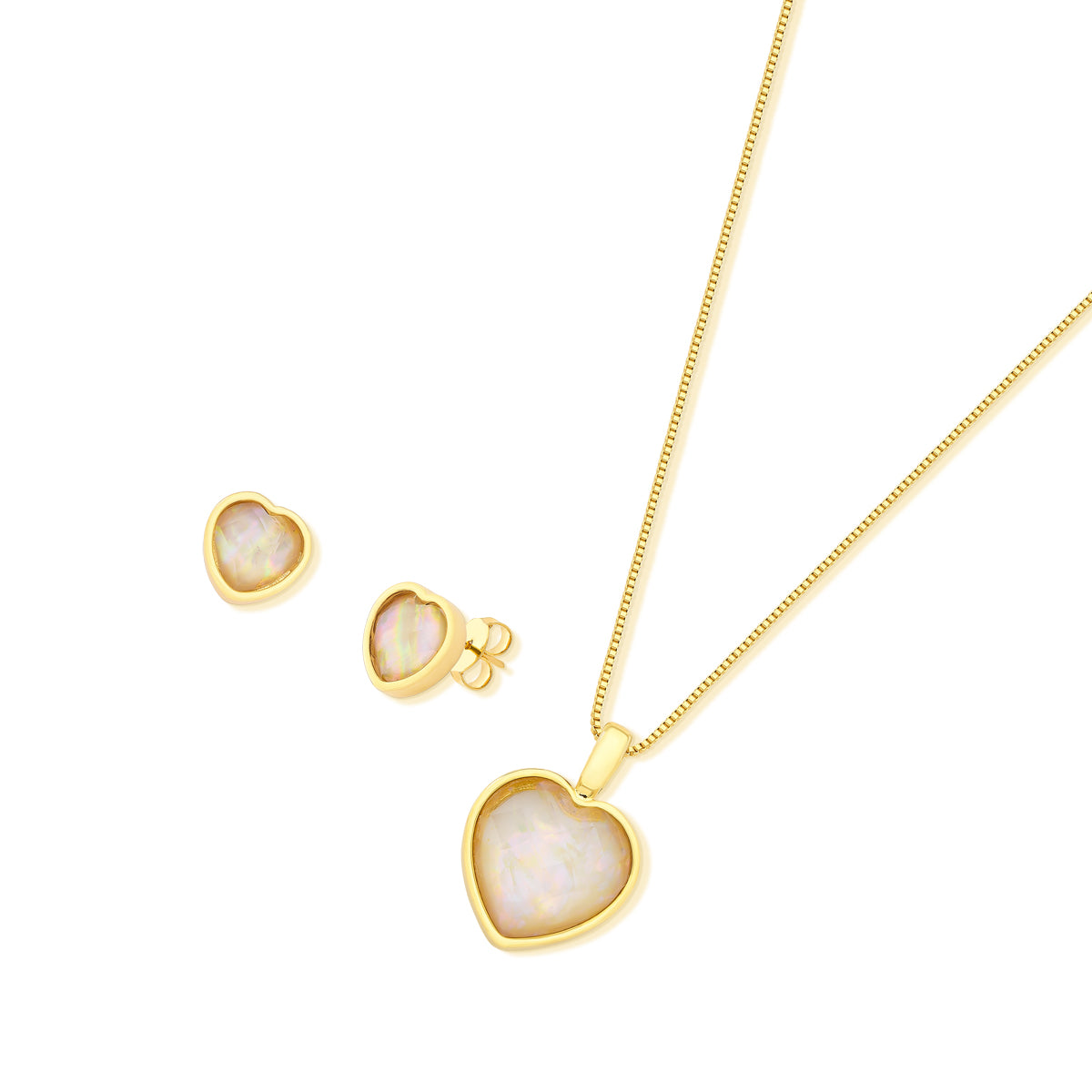 Ensemble doré avec cœur de nacre
