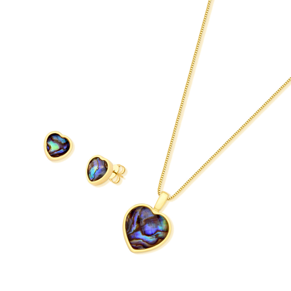 Ensemble doré avec cœur de nacre