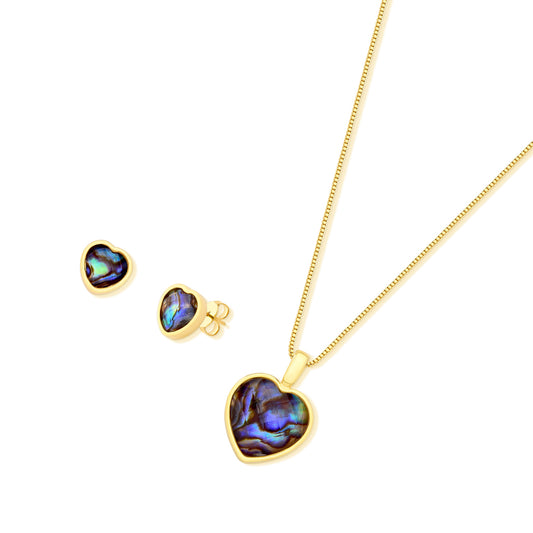 Ensemble doré avec cœur de nacre