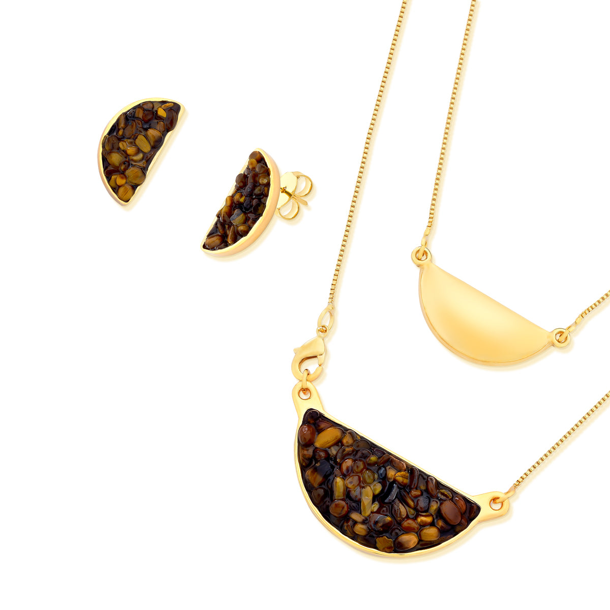 Ensemble plaqué or avec pierres en demi-lune