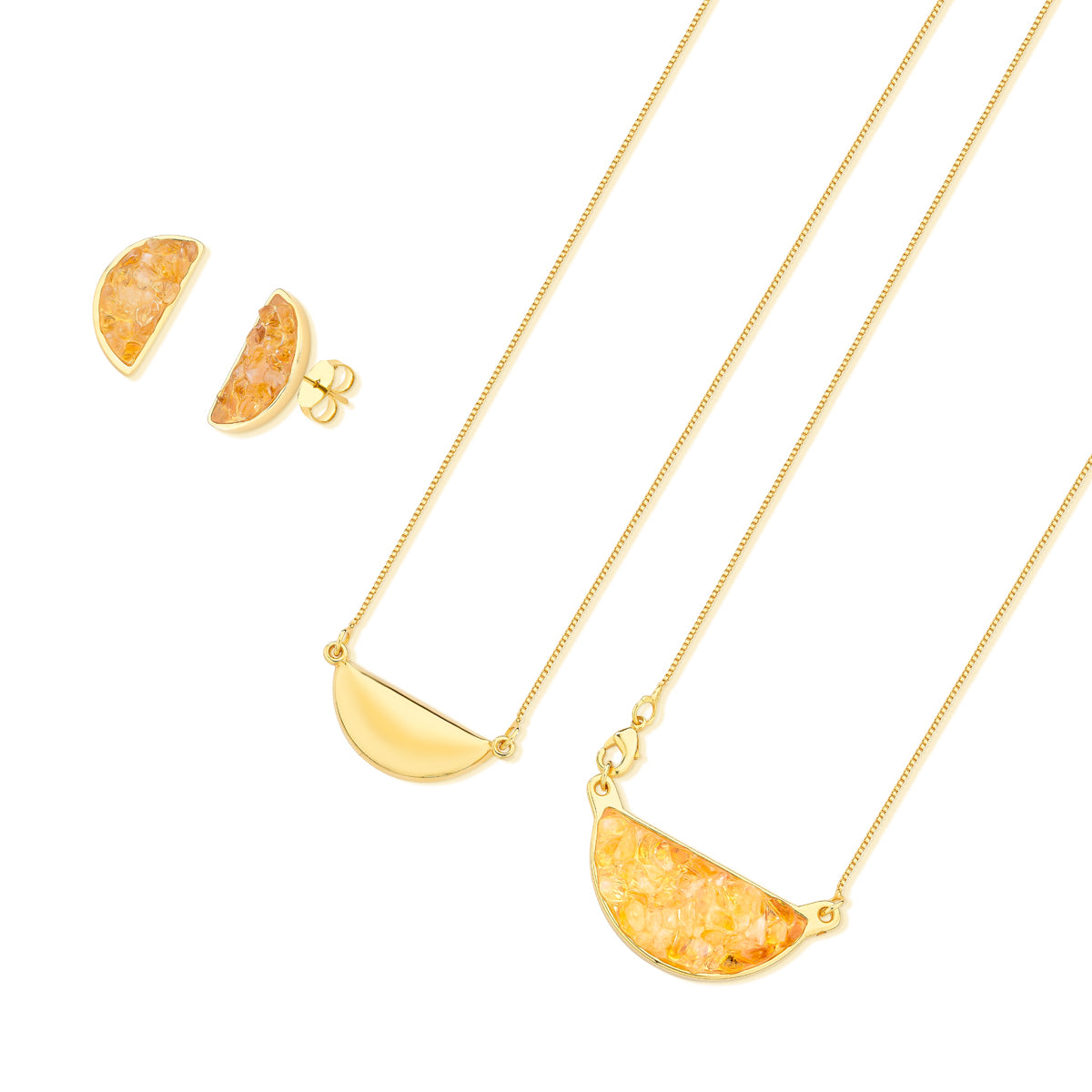 Ensemble plaqué or avec pierres en demi-lune