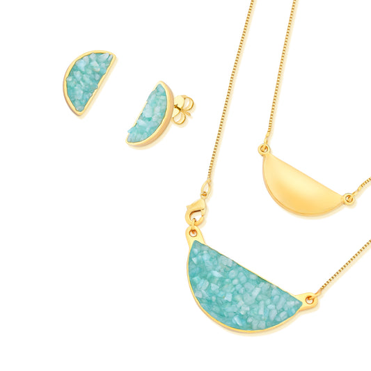 Ensemble plaqué or avec pierres en demi-lune