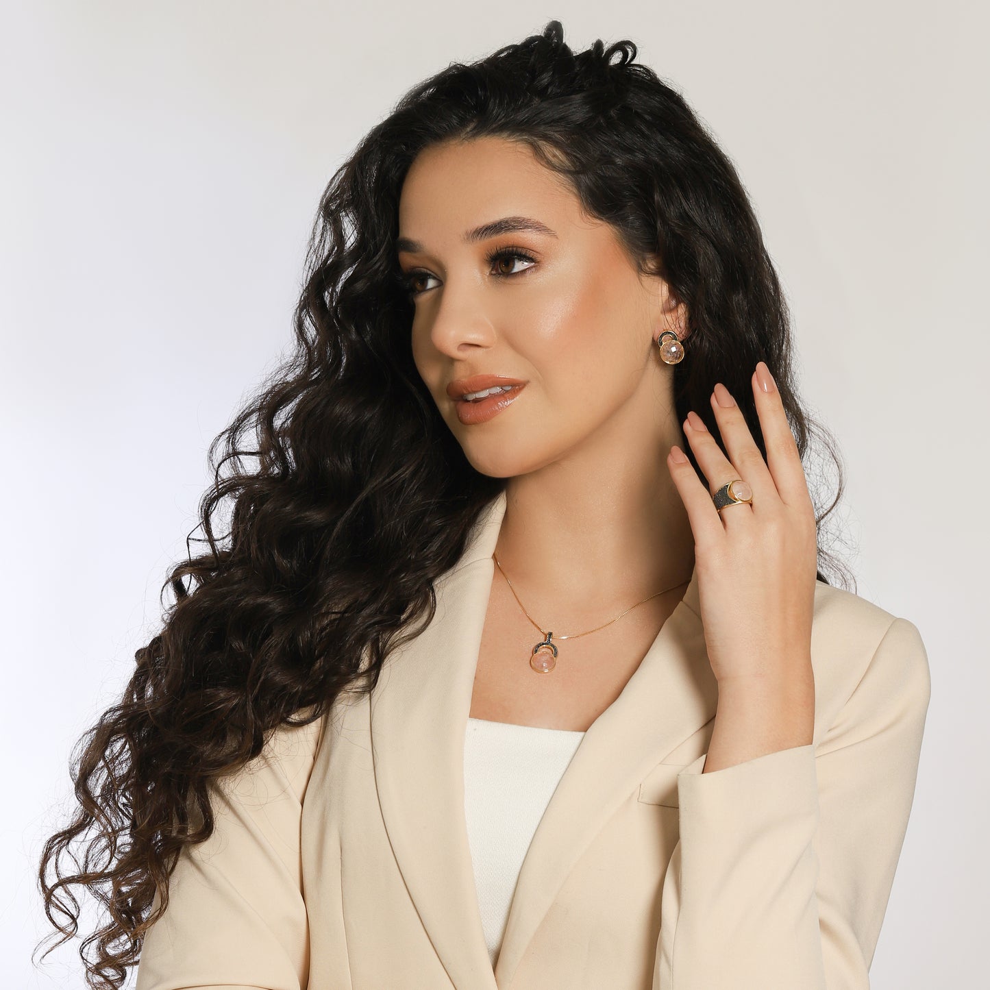 Ensemble Plaqué Or Et Rhodium Noir