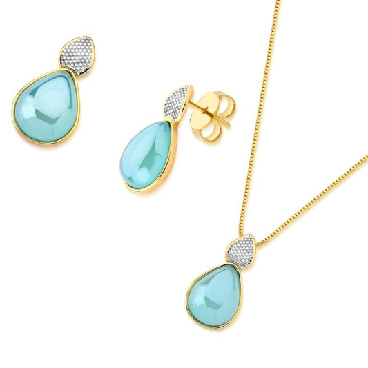 Parure plaquée or et rhodium blanc avec effet nacré