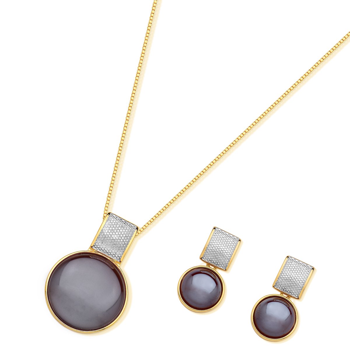 Parure plaquée or et rhodium blanc avec effet nacré