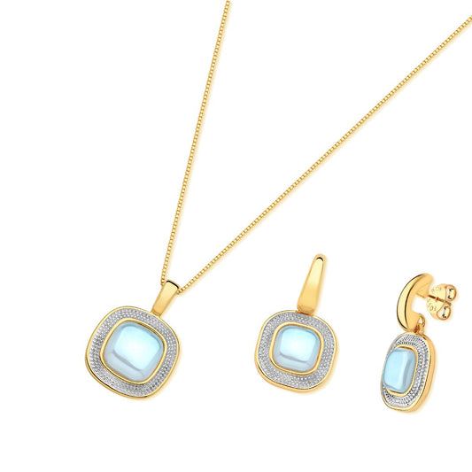 Parure plaquée or et rhodium blanc avec effet nacré