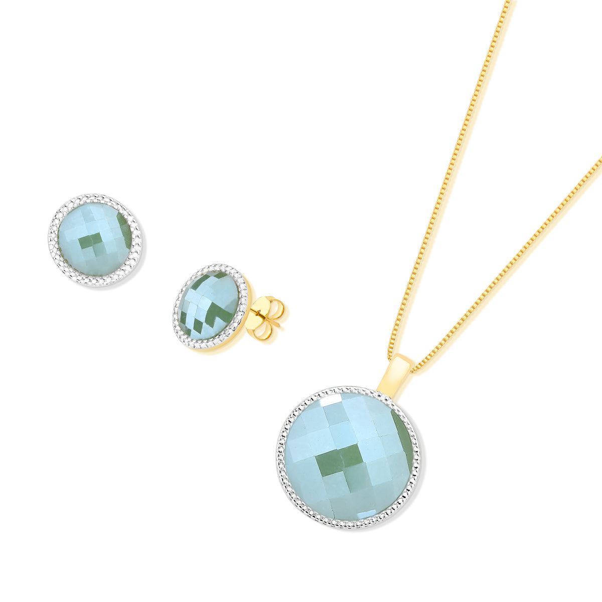 Ensemble Plaqué Or Et Rhodium Blanc