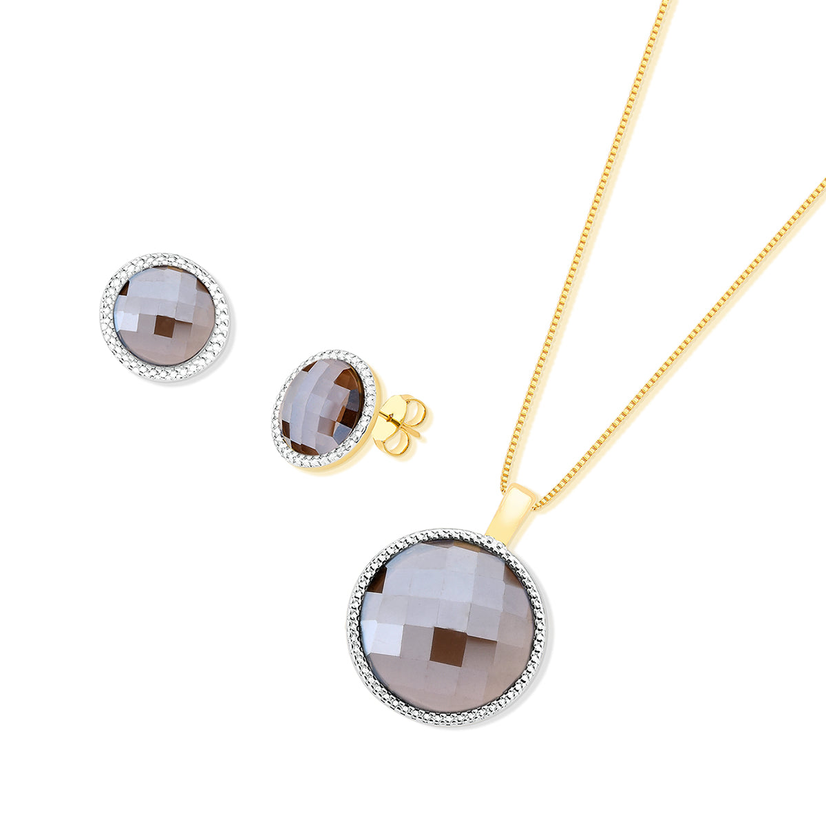 Ensemble Plaqué Or Et Rhodium Blanc