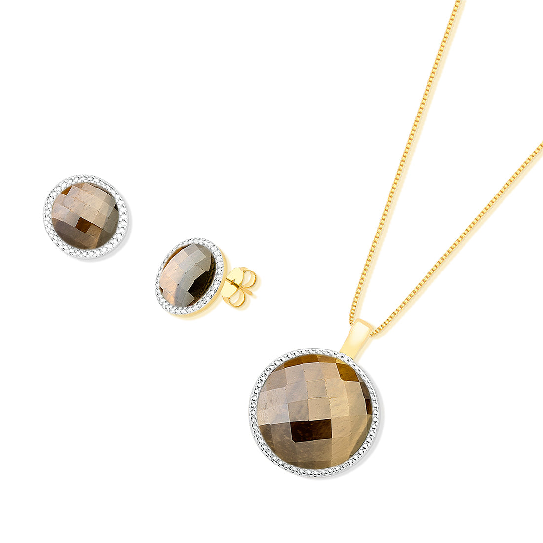 Ensemble Plaqué Or Et Rhodium Blanc