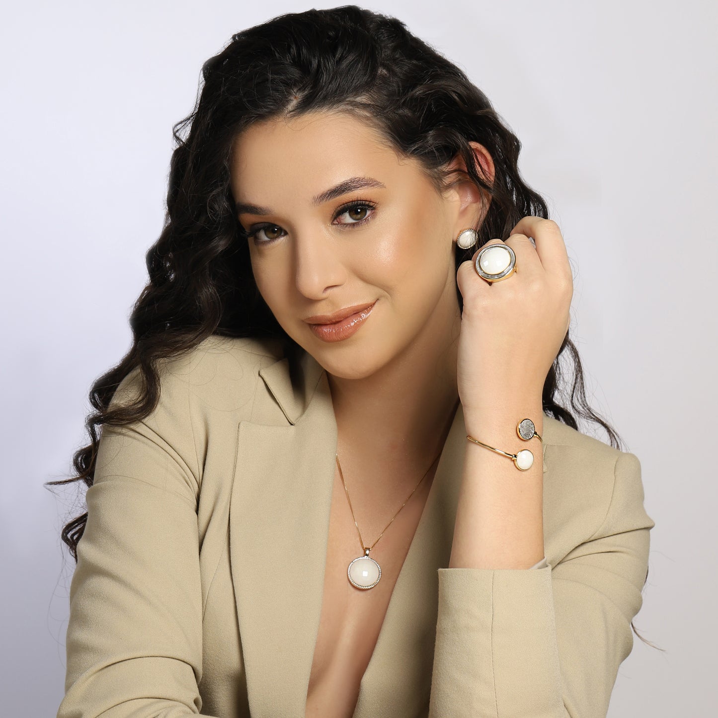 Ensemble Plaqué Or Et Rhodium Blanc