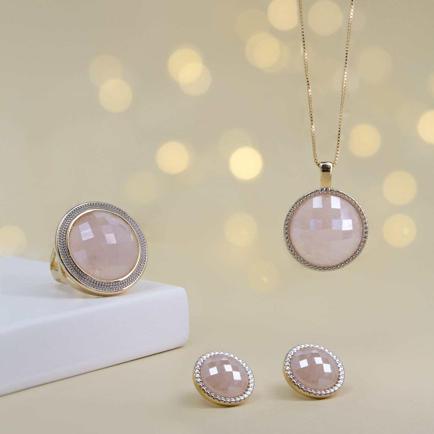 Ensemble Plaqué Or Et Rhodium Blanc