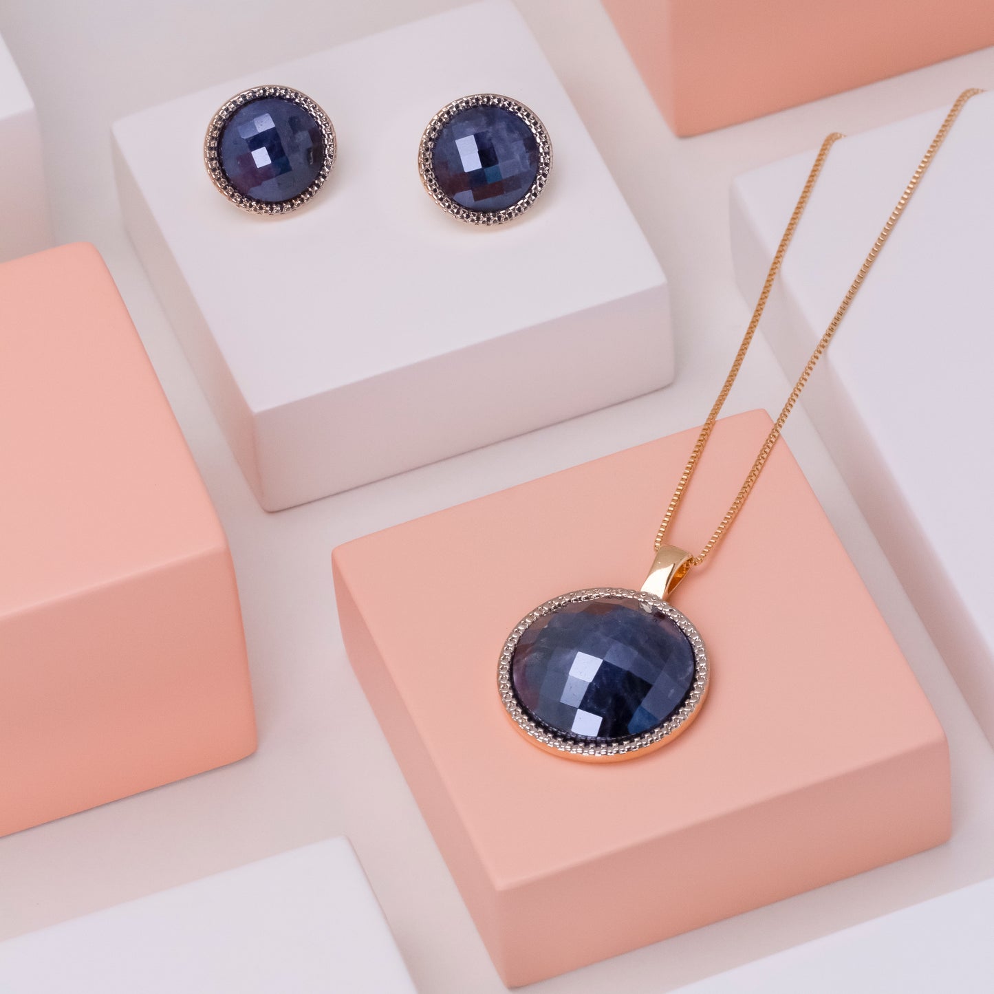 Ensemble Plaqué Or Et Rhodium Blanc