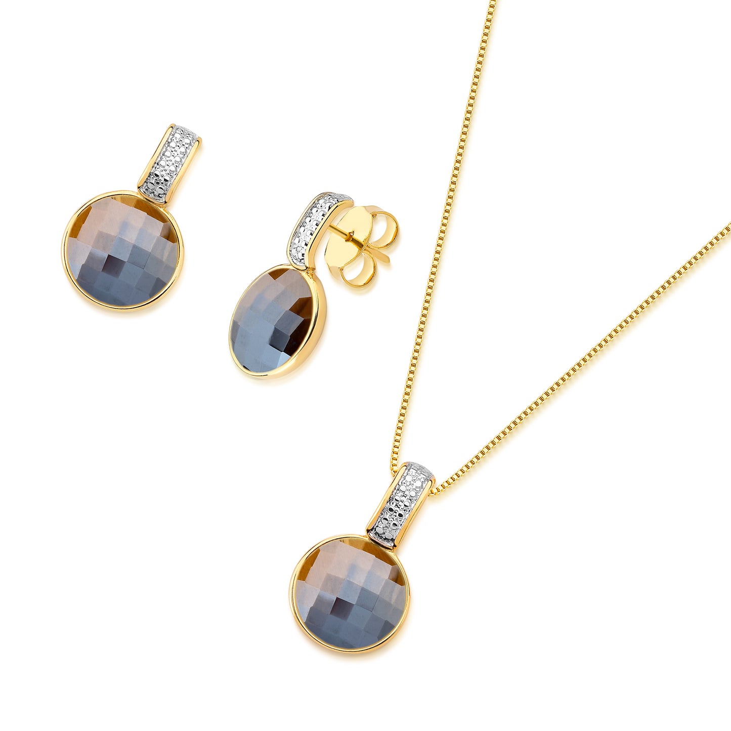 Ensemble Plaqué Or Et Rhodium Blanc