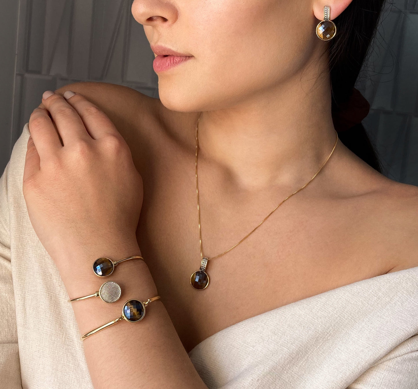 Ensemble Plaqué Or Et Rhodium Blanc