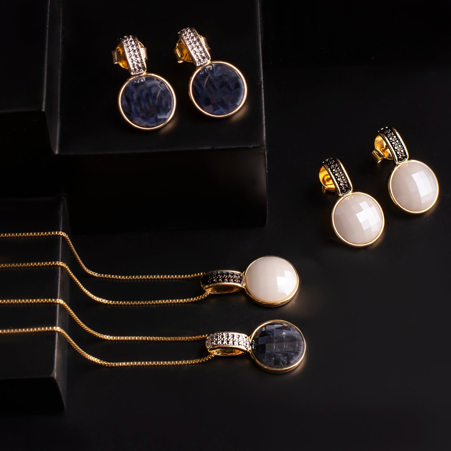 Ensemble Plaqué Or Et Rhodium Blanc