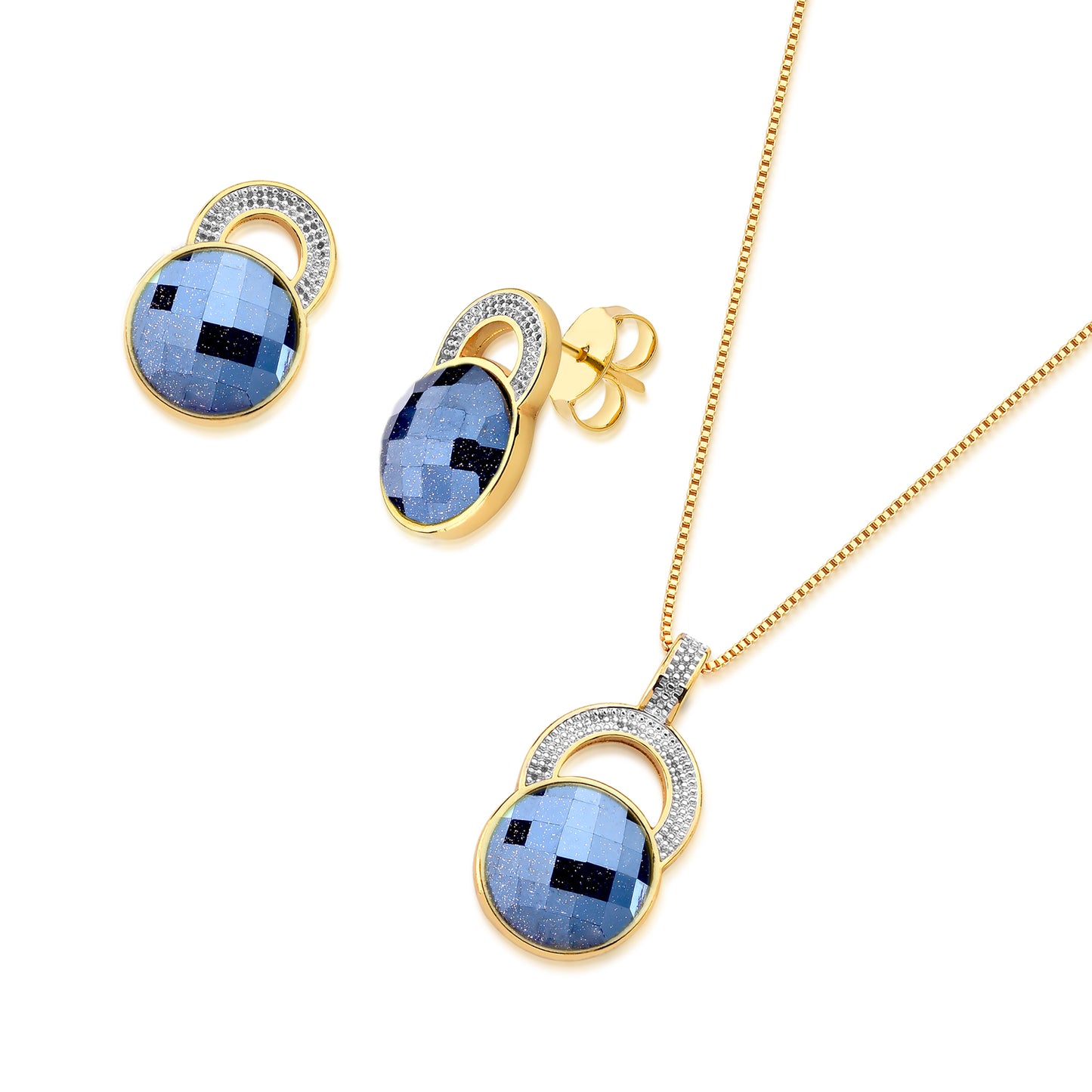 Ensemble Plaqué Or Et Rhodium Blanc