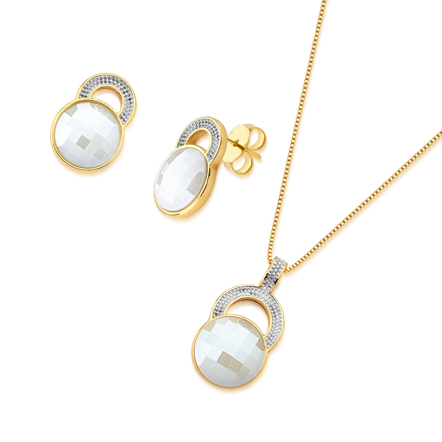 Ensemble Plaqué Or Et Rhodium Blanc