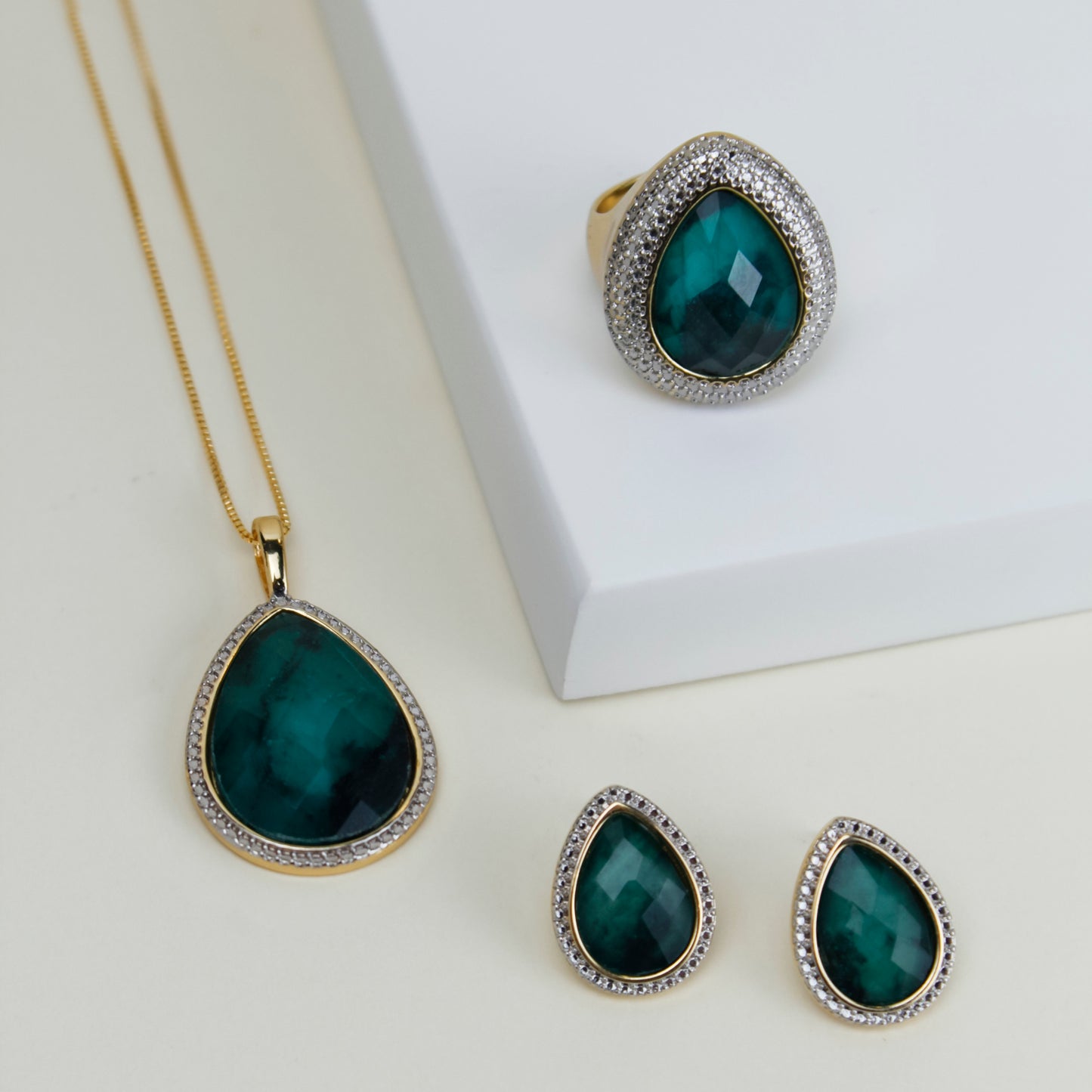 Ensemble Plaqué Or Et Rhodium Blanc