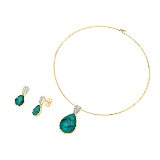 Ensemble doré avec rhodium blanc et design flottant