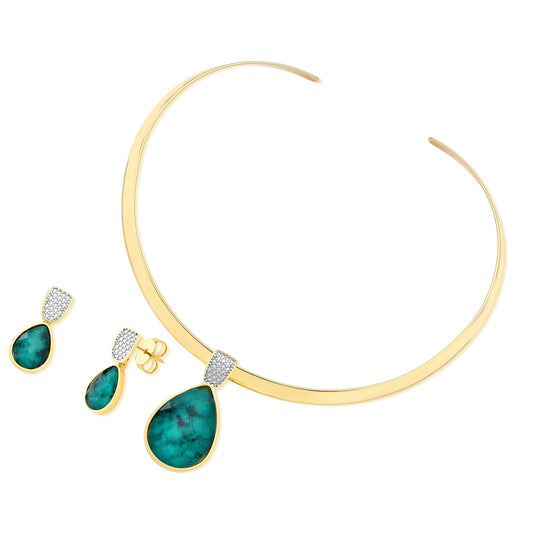 Ensemble doré avec rhodium blanc et design flottant